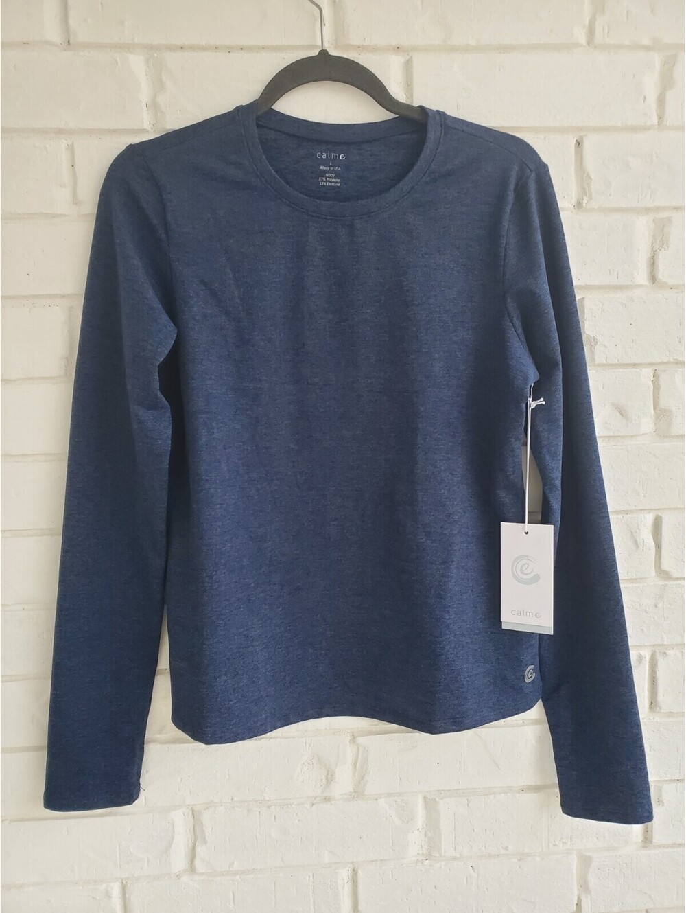 Johnny Was Calme Ease Space Navy Blue IRIS blk Spade Dye Long Sleeve Tee Large L